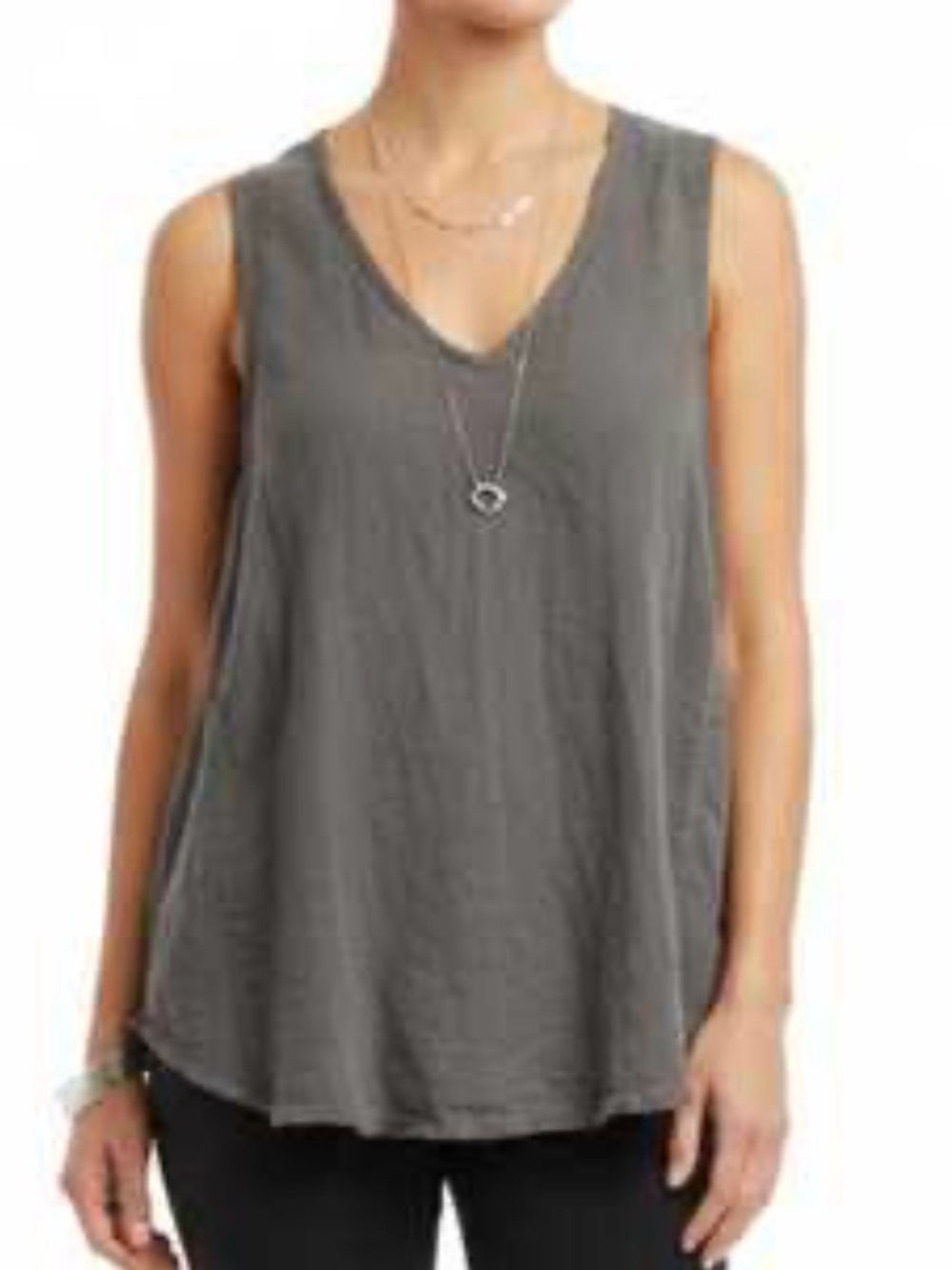 XCVI V-Neck Sleeveless Tank Top in Charcoal Grey. XS